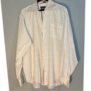 Nautica Men’s White Shirt with Red Windowpane Grid